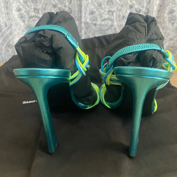 YSL Saint Laurent Gippy Multicolor Strappy Knot Patent Leather Sandal 39.5- 9 - Picture 11 of 11
